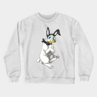 Bobtail BunnyCat: White (Black) Crewneck Sweatshirt